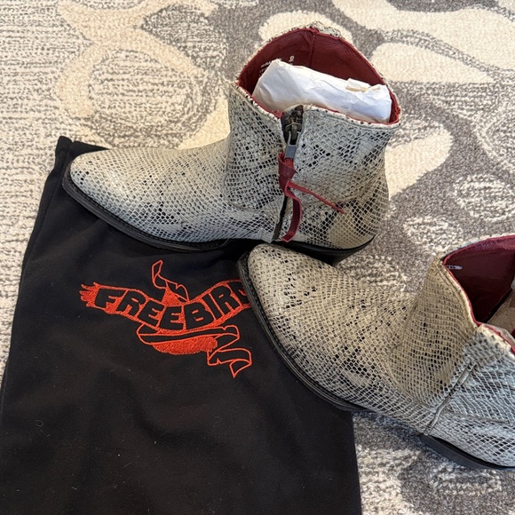 freebird Other - Freebird Black and White Snakeskin Boots